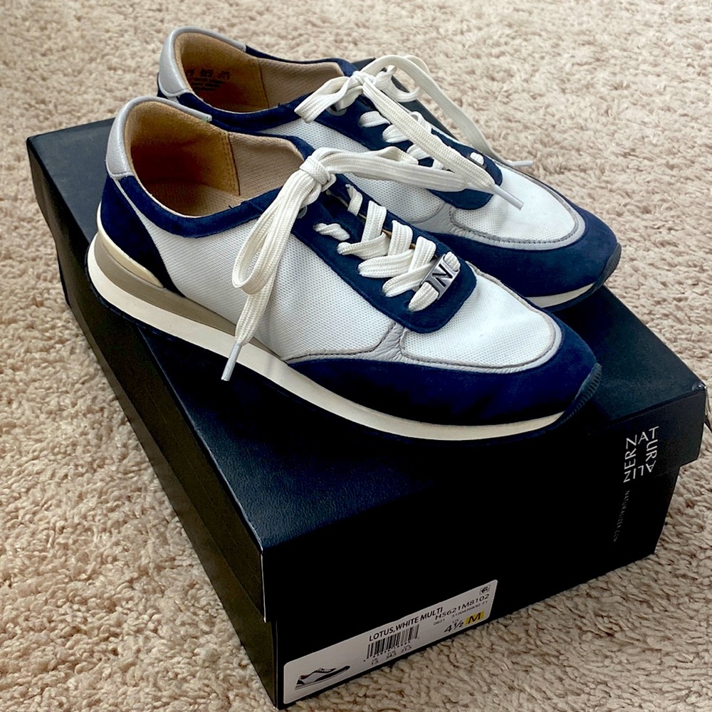 Naturalizer Lotus Oxford Blue and White Sneaker